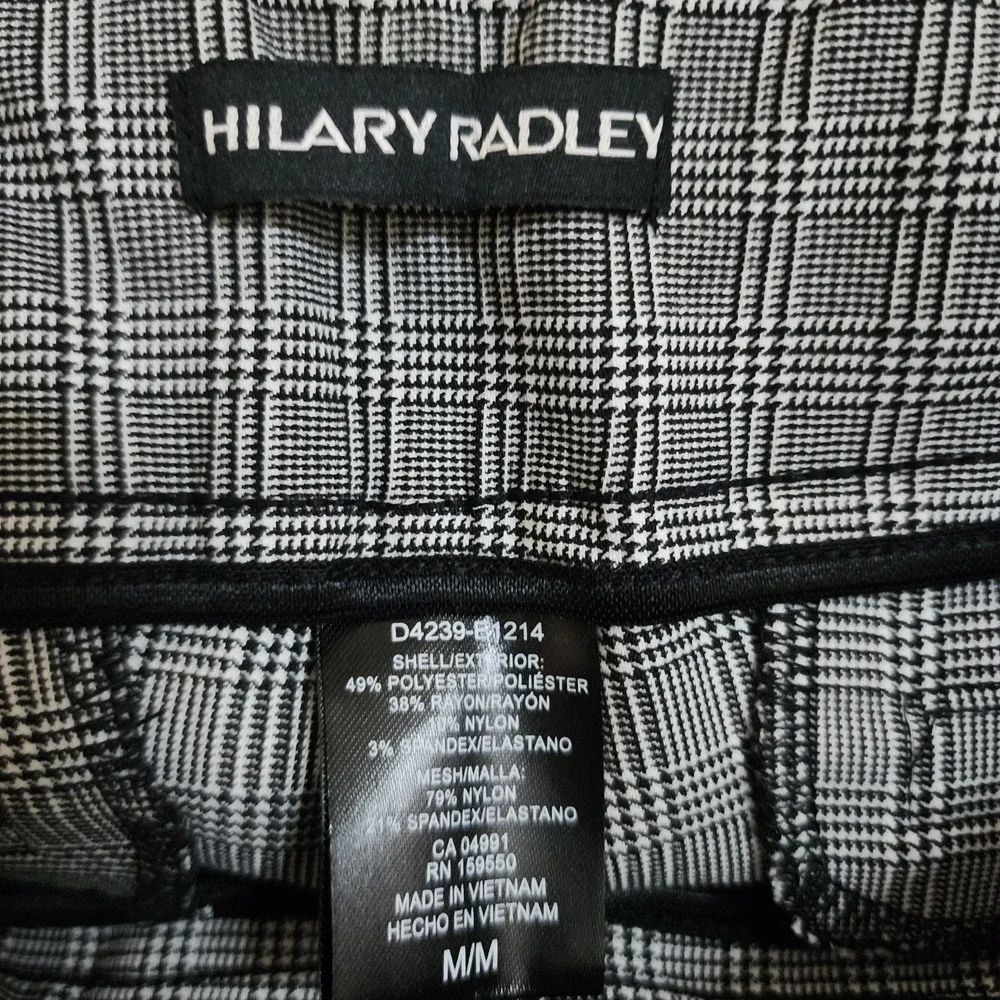 Hilary Radley‎ Pants New NWT Womens Size M Medium Black Plaid Slim Leg Pull On